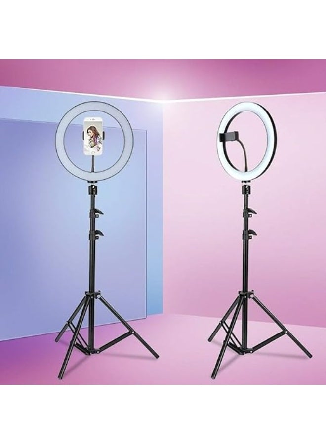 Selfie Ring Light with Tripod Stand & Phone Holder – Adjustable LED Lighting for Live Streaming, Makeup, Video Recording & Photography - Image 1