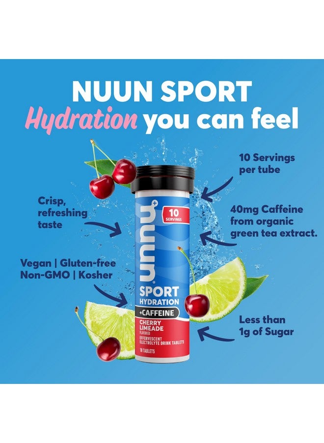 Nuun Sport Electrolyte Tablets with Caffeine from Green Tea Extract, Magnesium, Calcium, Potassium, Chloride & Sodium, Gluten Free & Vegan, Cherry Limeade, 8 Pack (80 Servings Total) - Image 2