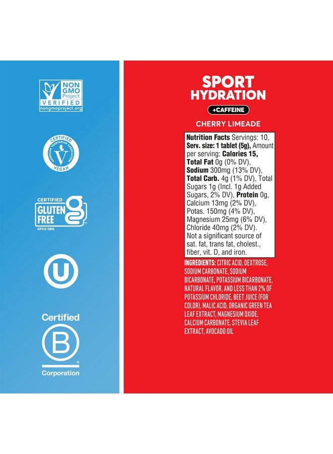 Nuun Sport Electrolyte Tablets with Caffeine from Green Tea Extract, Magnesium, Calcium, Potassium, Chloride & Sodium, Gluten Free & Vegan, Cherry Limeade, 8 Pack (80 Servings Total) - Image 5