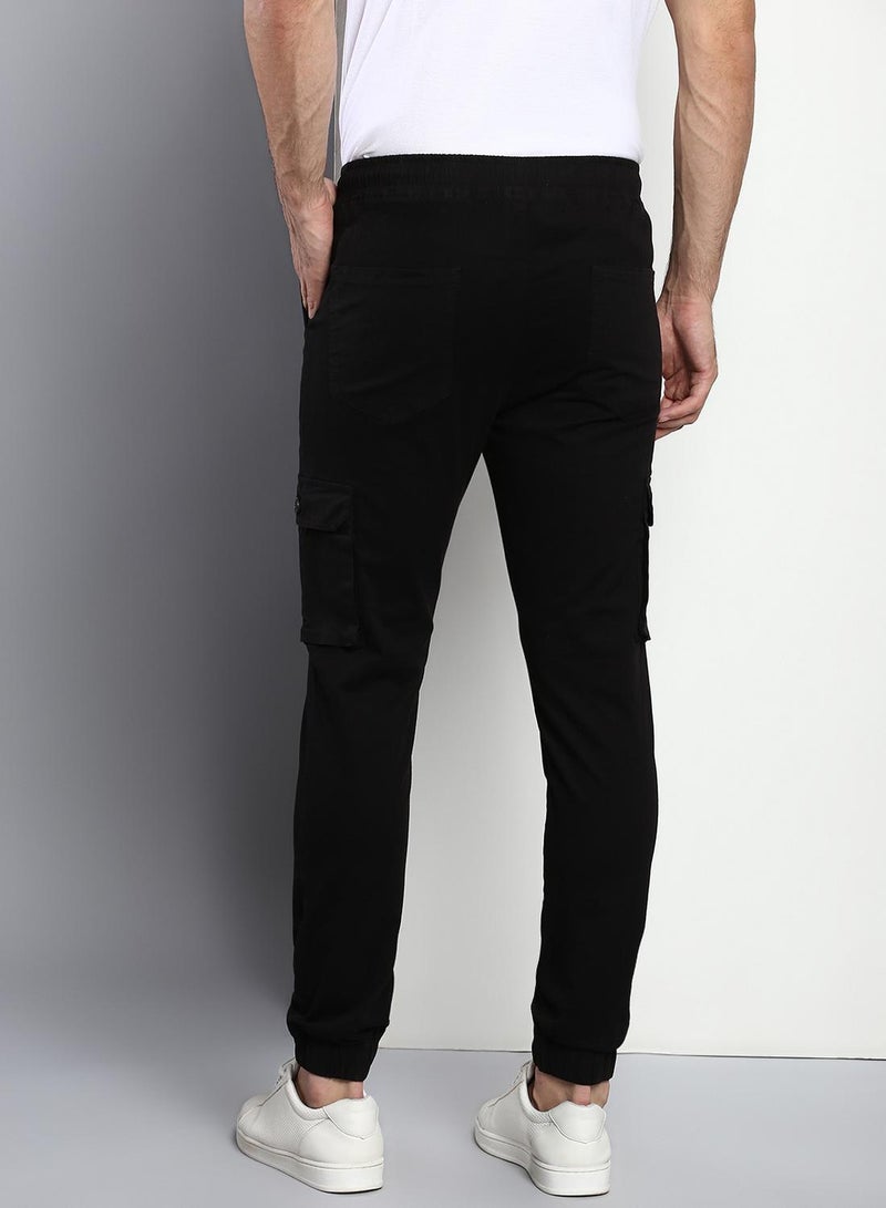 Dennis Lingo Men's Black Tapered Fit Cargo Trousers - Durable and Versatile  - Image 3