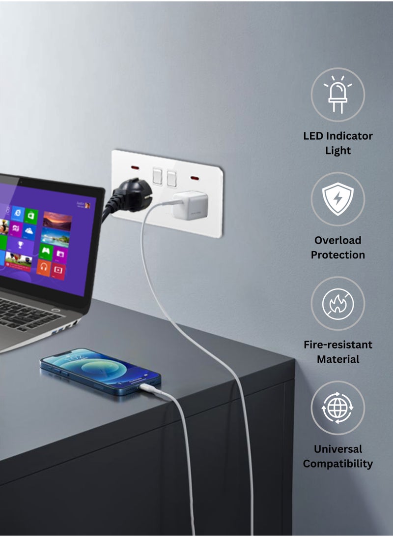 Vmax Double 13A Socket with Neon | UK Standard Power Outlet with Dual Switch & LED Indicator | Fire-Resistant, Overload Protection, Universal Compatibility for Home, Office & Commercial Use (WHITE) - Image 4