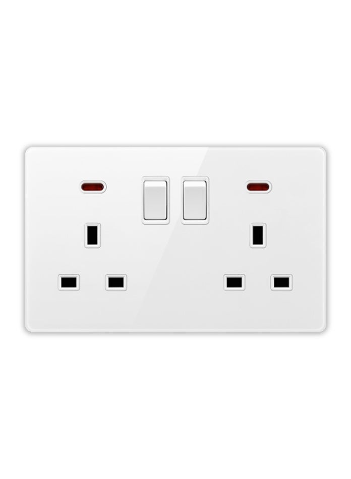 Vmax Double 13A Socket with Neon | UK Standard Power Outlet with Dual Switch & LED Indicator | Fire-Resistant, Overload Protection, Universal Compatibility for Home, Office & Commercial Use (WHITE) - Image 3