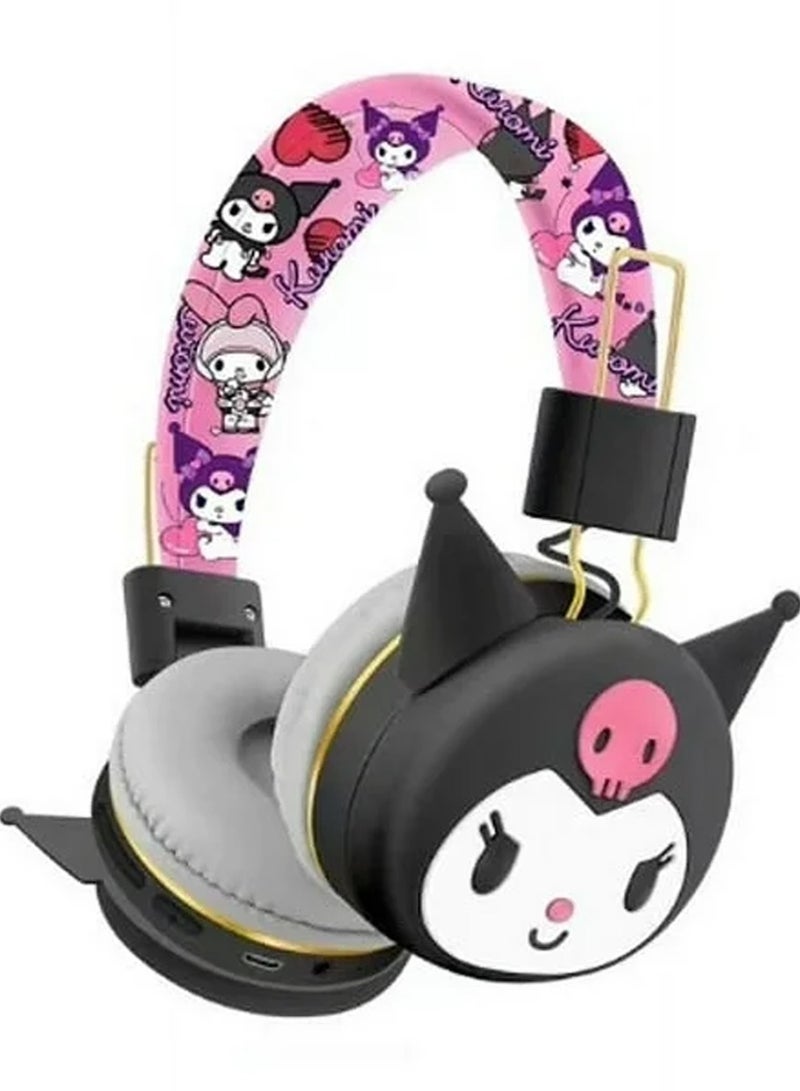 منخفض سماعة بلوتوث كرتونية لطيفة، سماعة رأس لاسلكية، عمر استعداد طويل جدًا، سماعات رأس ستيريو ثقيلة الجهير قابلة للطي على شكل كرتون