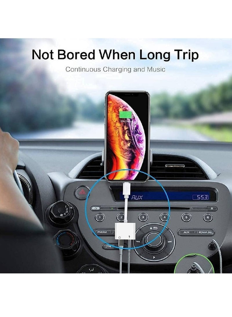GENNEXT - Apple MFi Certified Lightning to 3.5mm Headphones Dongle Jack Adapter for iPhone 2 in 1 Headphone Adapter and Aux Audio Adapter& Charger Cable Splitter Compatible with iPhone 12 11 XS XR X 8 7 - Image 1