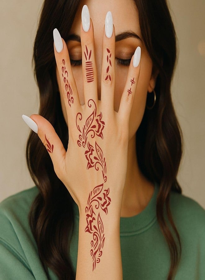 مجموعة ملصقات استنسل الحناء من فانفاتي للبنات بنقوش زهور للمناسبات - Image 4
