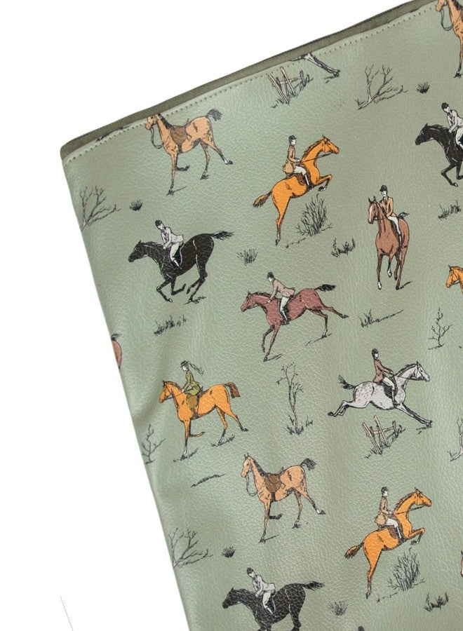 Premsons® Green Horse Pattern Leather Pouch (Medium) | Elegant Equestrian Design, Premium Finish, Zip Closure, Compact Multipurpose Storage - Image 4