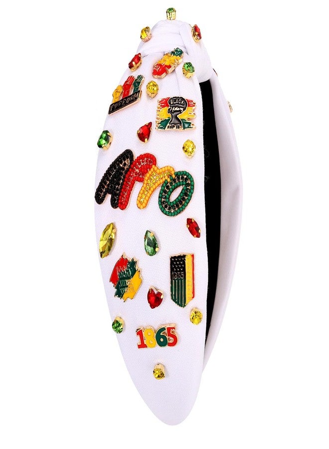 CEALXHENY Juneteenth Headbands for Women African Headbands Accessories Outfits for Black Women Jeweled Africa Map Heart Knotted Headband Black History Month Hair Accessory Party Favors Gifts (White E) - Image 5