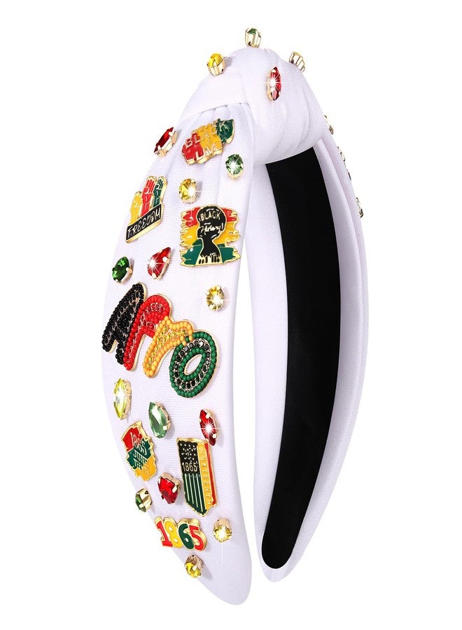 CEALXHENY Juneteenth Headbands for Women African Headbands Accessories Outfits for Black Women Jeweled Africa Map Heart Knotted Headband Black History Month Hair Accessory Party Favors Gifts (White E) - Image 1