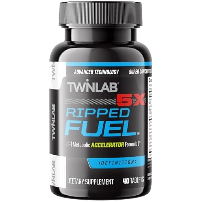 Twinlab Ripped Fuel - Endurance & Natural Energy Support - Made with Green Tea Extract, Vitamin B12, Caffeine & More - 40 Tablets - Image 1