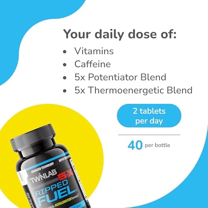 Twinlab Ripped Fuel - Endurance & Natural Energy Support - Made with Green Tea Extract, Vitamin B12, Caffeine & More - 40 Tablets - Image 3