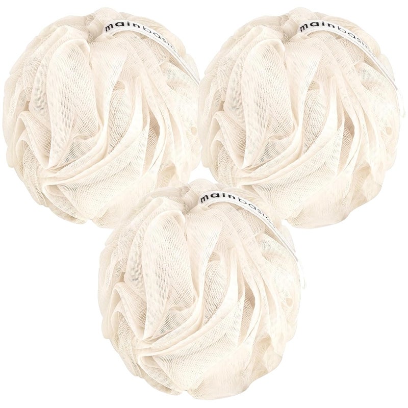 MainBasics Seaweed Infused Bath Shower Loofah Sponge Pouf Body Wash Scrubber (Set of 3) - Image 1