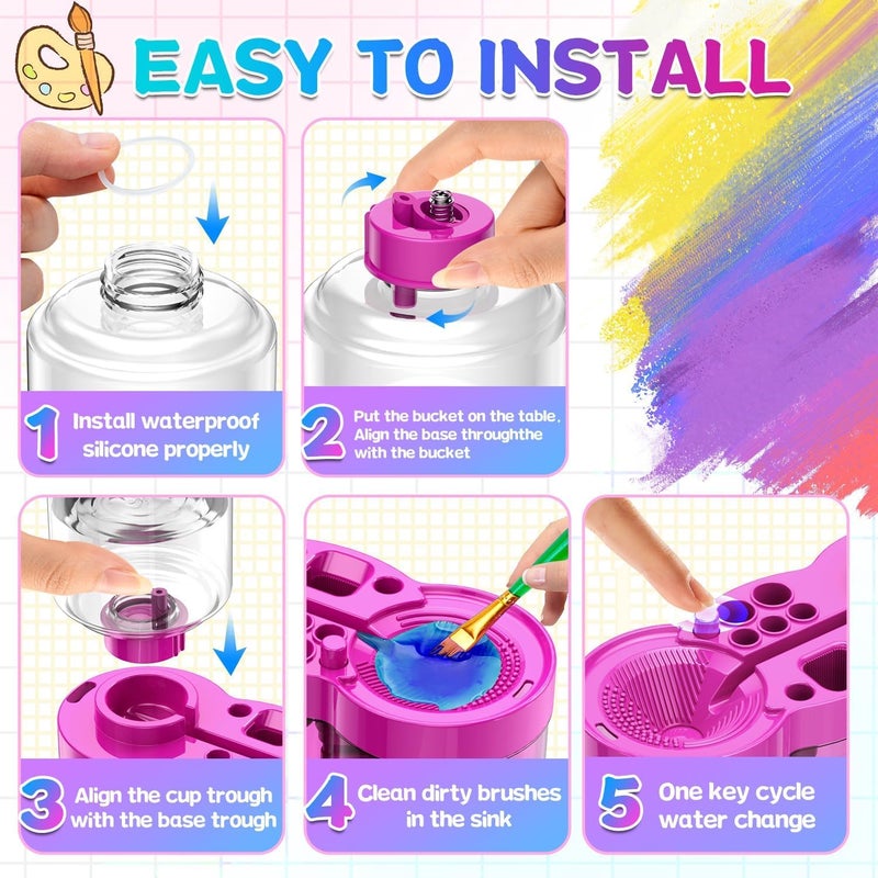 Mammoth Paint Brush Cleaner Brush Rinser Water Circulation(Pre Assembled), Watercolor/Oil and Water-Based Paint Brush Cleaner Tool, Gift for Adults Artist Beginners - Image 3