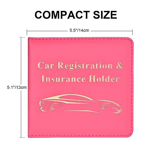 Cacturism Car Registration and Insurance Holder Vehicle Glove Box Car Organizer Men Women Wallet Accessories Case for Cards Essential Document Driver License Hot Pink - Image 3