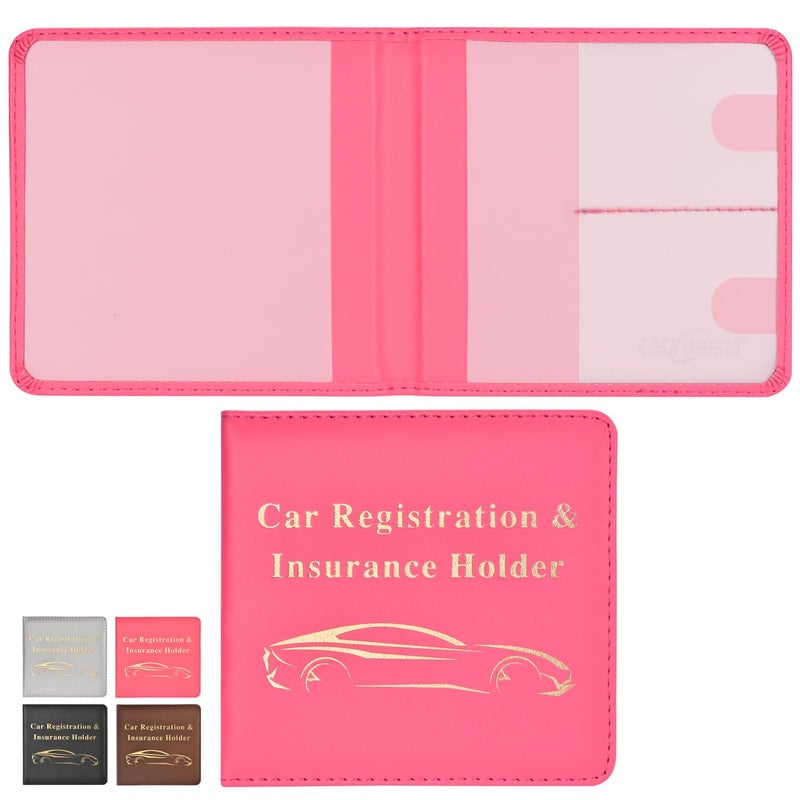Cacturism Car Registration and Insurance Holder Vehicle Glove Box Car Organizer Men Women Wallet Accessories Case for Cards Essential Document Driver License Hot Pink - Image 2