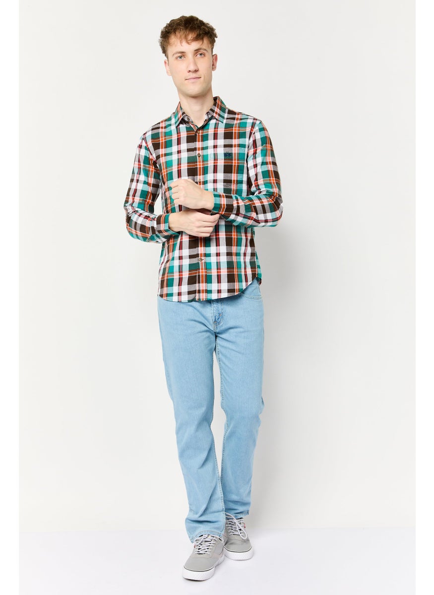 La Martina Men Tailored Fit Long Sleeves Embroidered Logo Casual Shirt, Multicolor  - Image 2