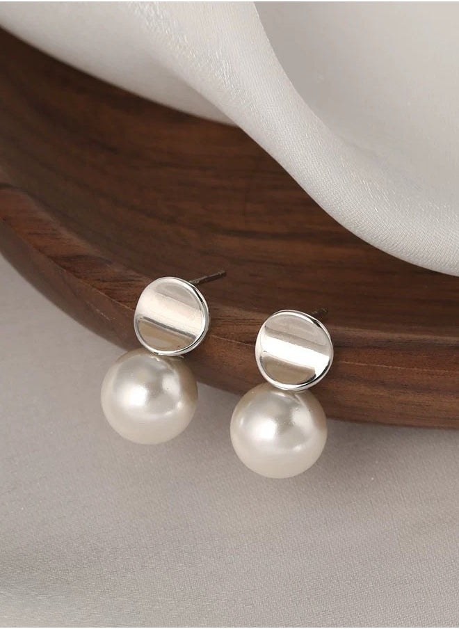 xozgdovg Curved pearl earrings small high-grade sense earring explosion light luxury women's earrings  - Image 2