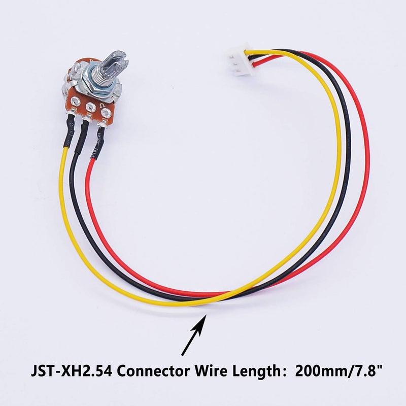 TWTADE 3PCS 10K Ohm Linear Taper Adjustable Rotary Potentiometer Change Resistance WH148 B10K 3 Pin with XH2.54-3P Connector Wire Cable + Black Knob Cover Cap 148-10kBK - Image 2