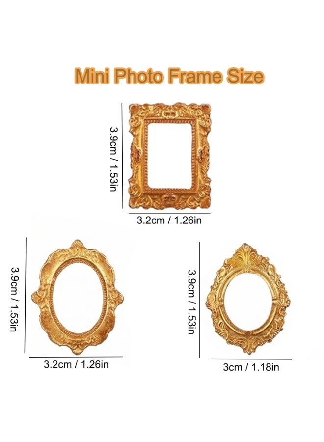 15 Pcs Vintage Resin Miniature Photo Frames, Mini Gold Picture Frames, 3 Styles, Small Decorative Frames for DIY Crafts, Photography, Wedding Favors, Holiday Decor ﻿ - Image 4