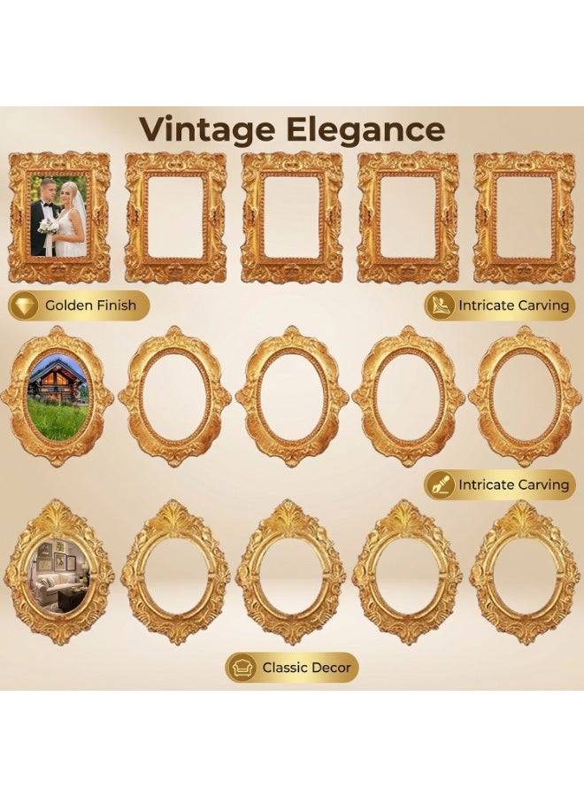 15 Pcs Vintage Resin Miniature Photo Frames, Mini Gold Picture Frames, 3 Styles, Small Decorative Frames for DIY Crafts, Photography, Wedding Favors, Holiday Decor ﻿ - Image 5