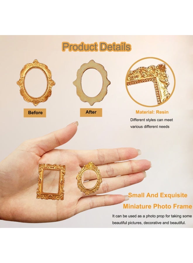 15 Pcs Vintage Resin Miniature Photo Frames, Mini Gold Picture Frames, 3 Styles, Small Decorative Frames for DIY Crafts, Photography, Wedding Favors, Holiday Decor ﻿ - Image 3