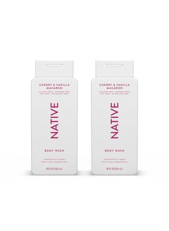 native Native Body Wash Contains Naturally Derived Ingredients  For Women  Men Sulfate Paraben  Dye Free Leaving Skin Soft and Hydrating  Cherry  Vanilla Macaron 18 oz  2 Pk 