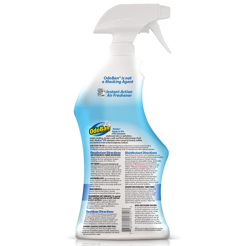 OdoBan Ready-to-Use Disinfectant and Odor Eliminator, Set of 2, 32 oz Spray and 1 Gallon Concentrate, Fresh Linen Scent - Image 2