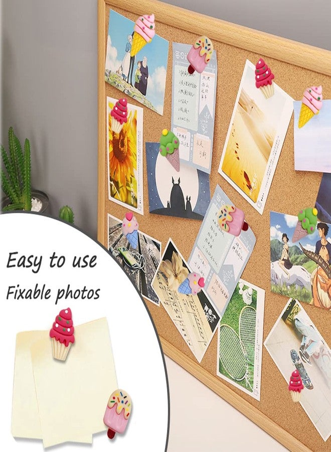 LLHDKF BXPTQCRY Resin Ice Cream Shape Thumbtack Lovely Push Pins for Bulletin Board, Map, Cork Board, Calendar, Photo, Wall Home, Office, School Supplies 30 Pcs(A) - Image 4