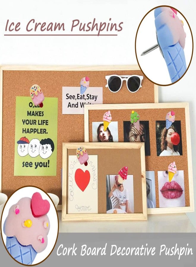LLHDKF BXPTQCRY Resin Ice Cream Shape Thumbtack Lovely Push Pins for Bulletin Board, Map, Cork Board, Calendar, Photo, Wall Home, Office, School Supplies 30 Pcs(A) - Image 3