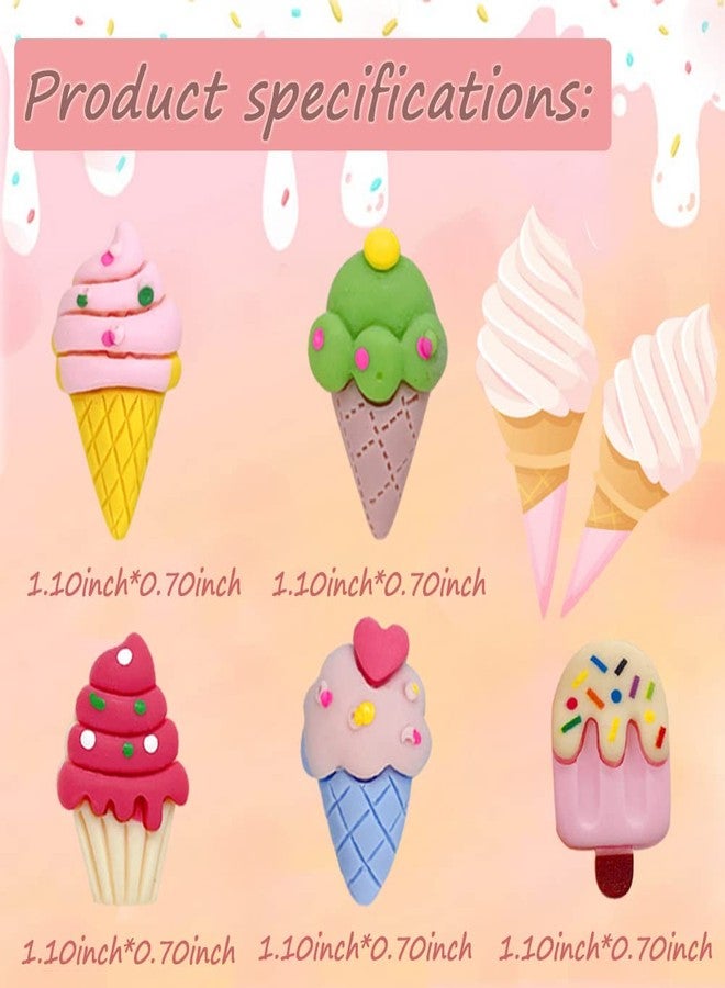 LLHDKF BXPTQCRY Resin Ice Cream Shape Thumbtack Lovely Push Pins for Bulletin Board, Map, Cork Board, Calendar, Photo, Wall Home, Office, School Supplies 30 Pcs(A) - Image 2