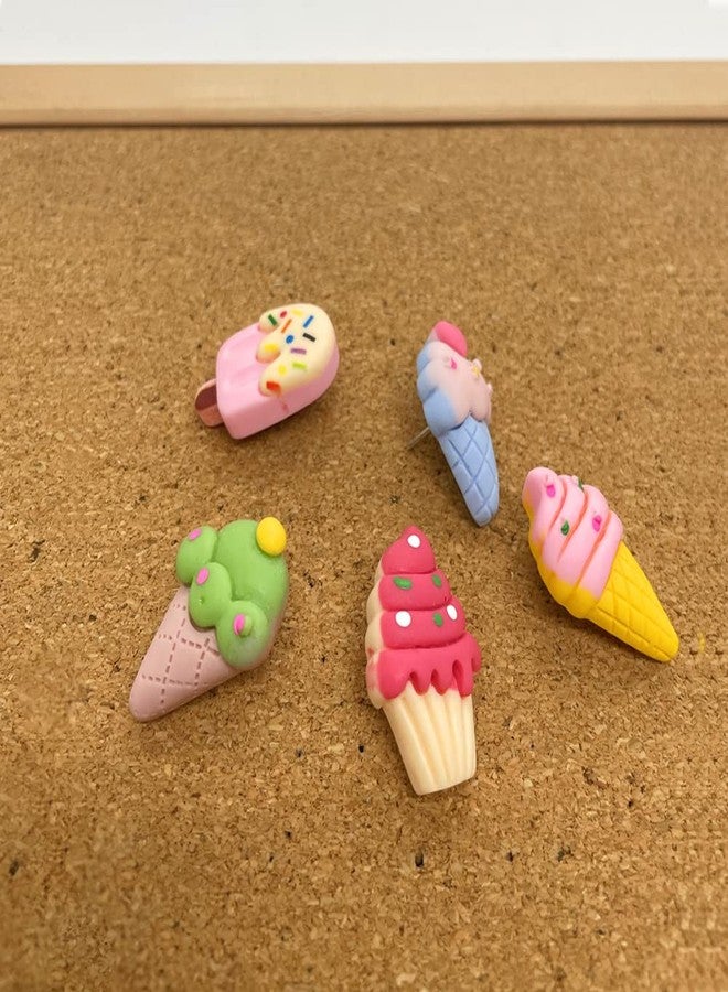 LLHDKF BXPTQCRY Resin Ice Cream Shape Thumbtack Lovely Push Pins for Bulletin Board, Map, Cork Board, Calendar, Photo, Wall Home, Office, School Supplies 30 Pcs(A) - Image 5