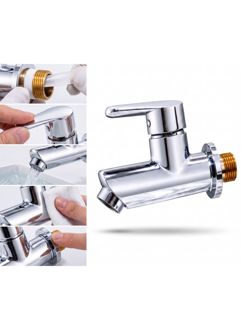 Durable 1 Way Water Hose Dispenser Bar G1/2 Inch Commercial Home Shower Mixer Wall Mount – Solid Brass Chrome Finish Water Control Valve Switch for Bathroom, Home, and Commercial Use - Image 2