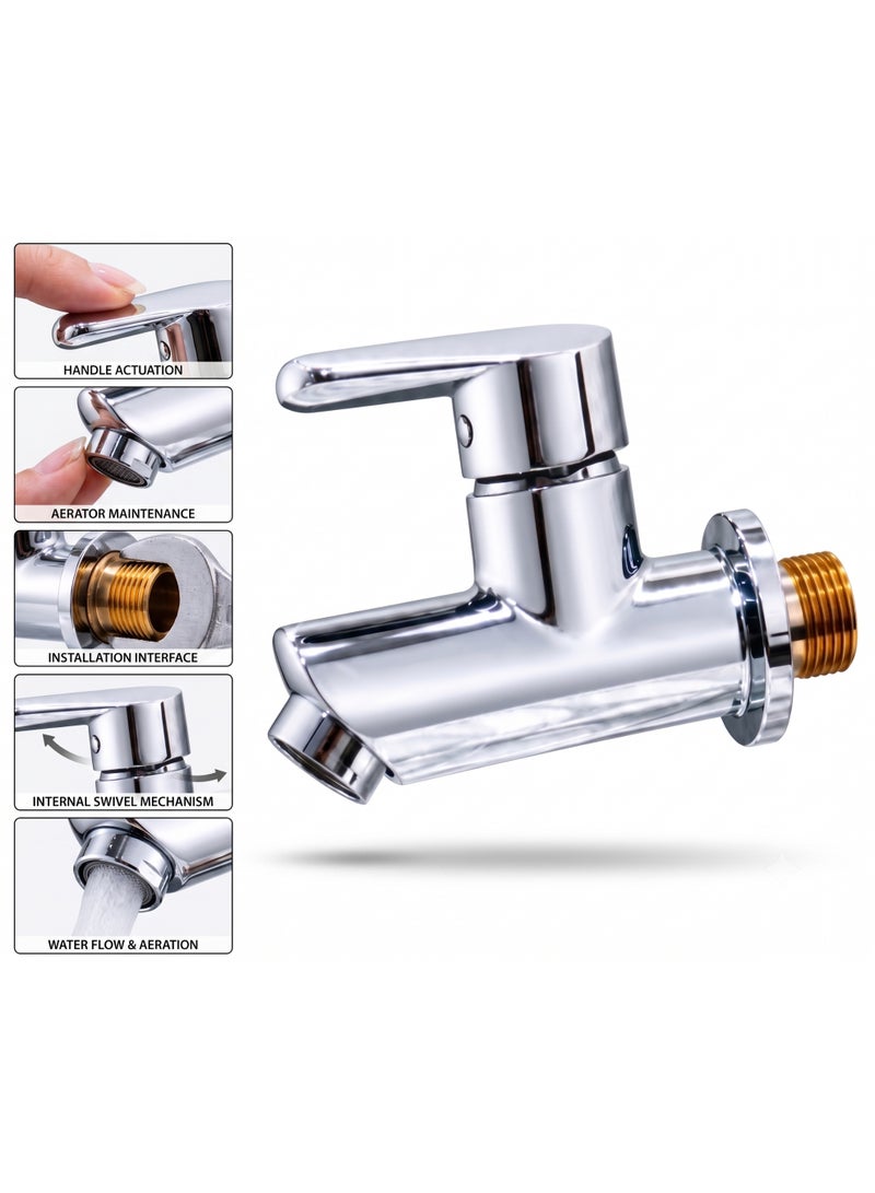 Durable 1 Way Water Hose Dispenser Bar G1/2 Inch Commercial Home Shower Mixer Wall Mount – Solid Brass Chrome Finish Water Control Valve Switch for Bathroom, Home, and Commercial Use - Image 3