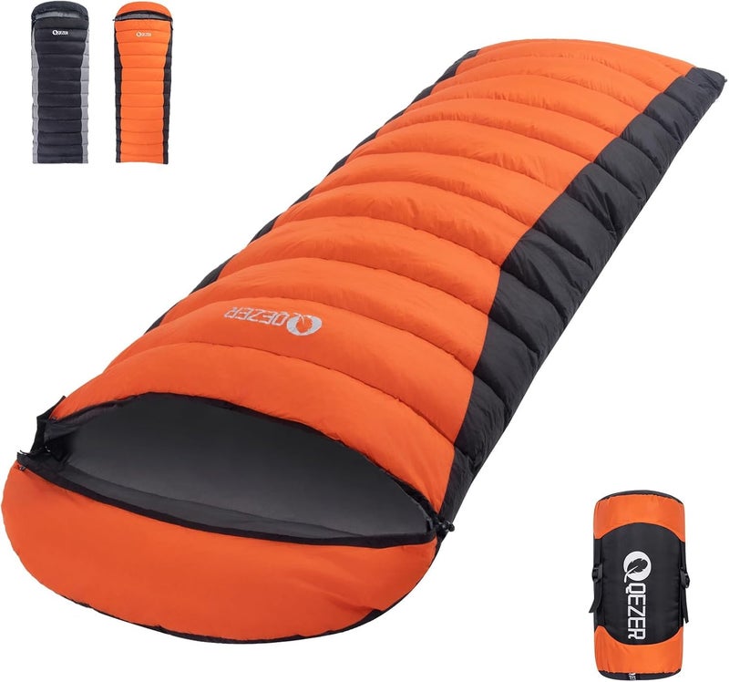 Qezer Down Sleeping Bag For Adults 600 Fill Power Cold Weather Sleeping Bag Ultralight Sleeping Bag With Compression Sack For Backpacking  Camping  Hiking - Image 1