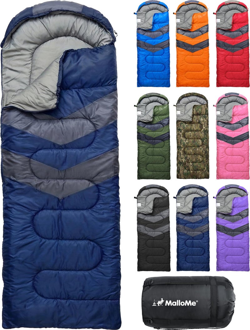 MalloMe Sleeping Bags for Adults Cold Weather & Warm - Backpacking Camping Sleeping Bag for Kids 10-12, Girls, Boys - Lightweight Compact Camping Essentials Gear Accessories Hiking Sleep Must Haves - Image 1