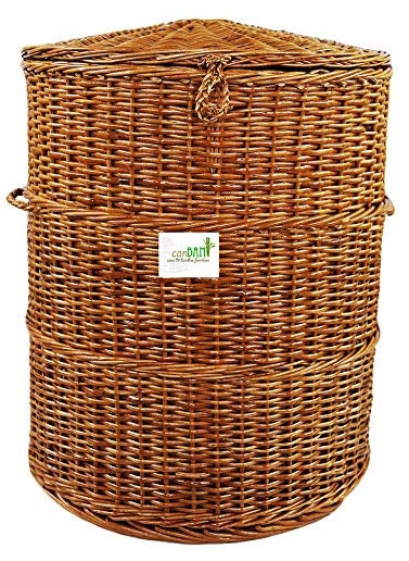 CANBAM CANBAM round bamboo cane willow wicker laundry basket 39cm x 52cm  - Image 1