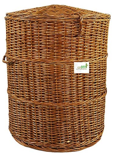 CANBAM CANBAM round bamboo cane willow wicker laundry basket 39cm x 52cm  - Image 2