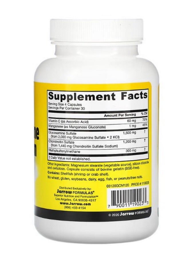 jarrow formulas Glucosamine  Chondroitin  MSM with Manganese and Vitamin C 120 Capsules - Image 2