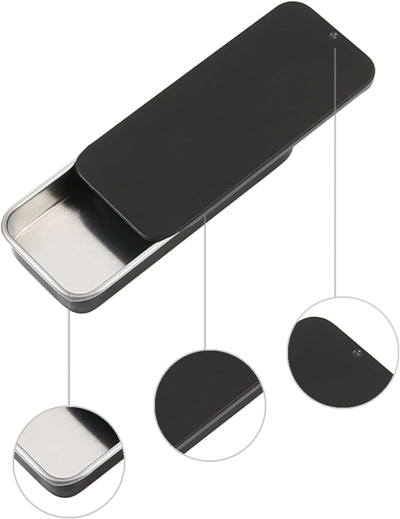 Haohaiblooms Mini Rectangular Tin Containers with Slide Top â€“ Portable Metal Storage Box for Crafts, DIY Lip Balms, Solid Perfumes â€“ Empty Tinplate Push Case, Black, 80x34x10mm - Image 1
