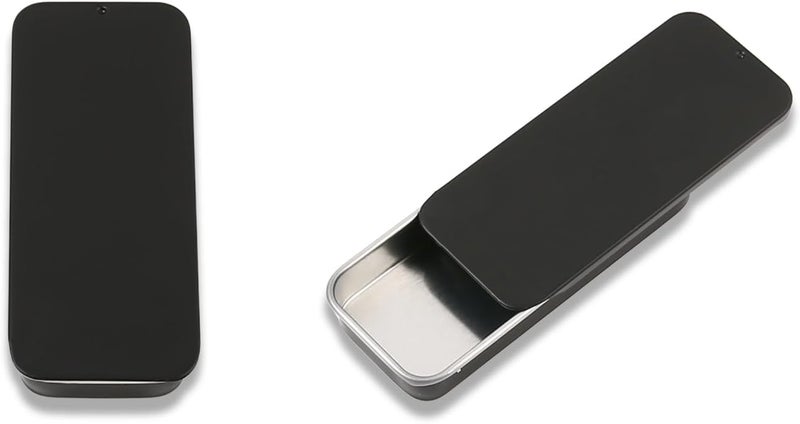 Haohaiblooms Mini Rectangular Tin Containers with Slide Top â€“ Portable Metal Storage Box for Crafts, DIY Lip Balms, Solid Perfumes â€“ Empty Tinplate Push Case, Black, 80x34x10mm - Image 4