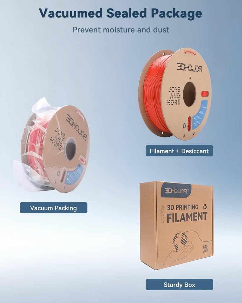 3DHoJor PLA Filament 1.75mm,3D Printer Filament,1kg Cardboard Spool (2.2lbs), Dimensional Accuracy +/- 0.03 mm,Odor Free, Clog Free, No Brittle Filaments,Fit Most FDM 3D Printer,Red - Image 5