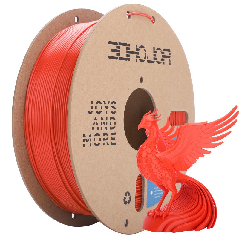 3DHoJor PLA Filament 1.75mm,3D Printer Filament,1kg Cardboard Spool (2.2lbs), Dimensional Accuracy +/- 0.03 mm,Odor Free, Clog Free, No Brittle Filaments,Fit Most FDM 3D Printer,Red - Image 1