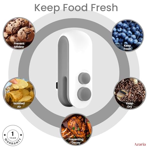 Azaria Portable Mini Sealing Machine, Handheld Packet Sealer, portable sealing machine, packet sealer for Food, Snacks, Chips, Fresh Storage, Plastic Bags Sealing Machine, 1 YEAR Warranty - Image 5