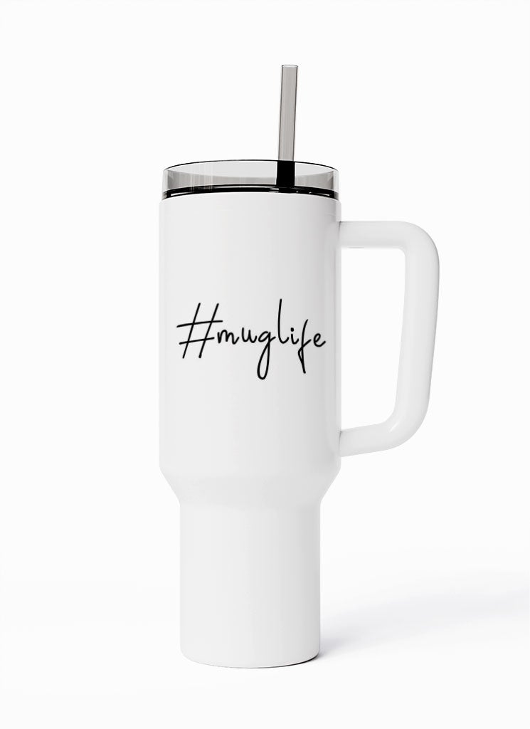 LOUD UNIVERSE Travel Tumbler Funny Quote Coffee Mug Life 1200 ml Tumbler with handle, straw and Lid - Image 1