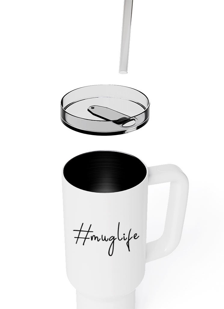 LOUD UNIVERSE Travel Tumbler Funny Quote Coffee Mug Life 1200 ml Tumbler with handle, straw and Lid - Image 5