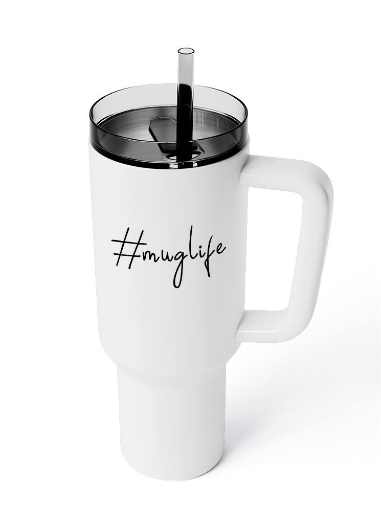 LOUD UNIVERSE Travel Tumbler Funny Quote Coffee Mug Life 1200 ml Tumbler with handle, straw and Lid - Image 3