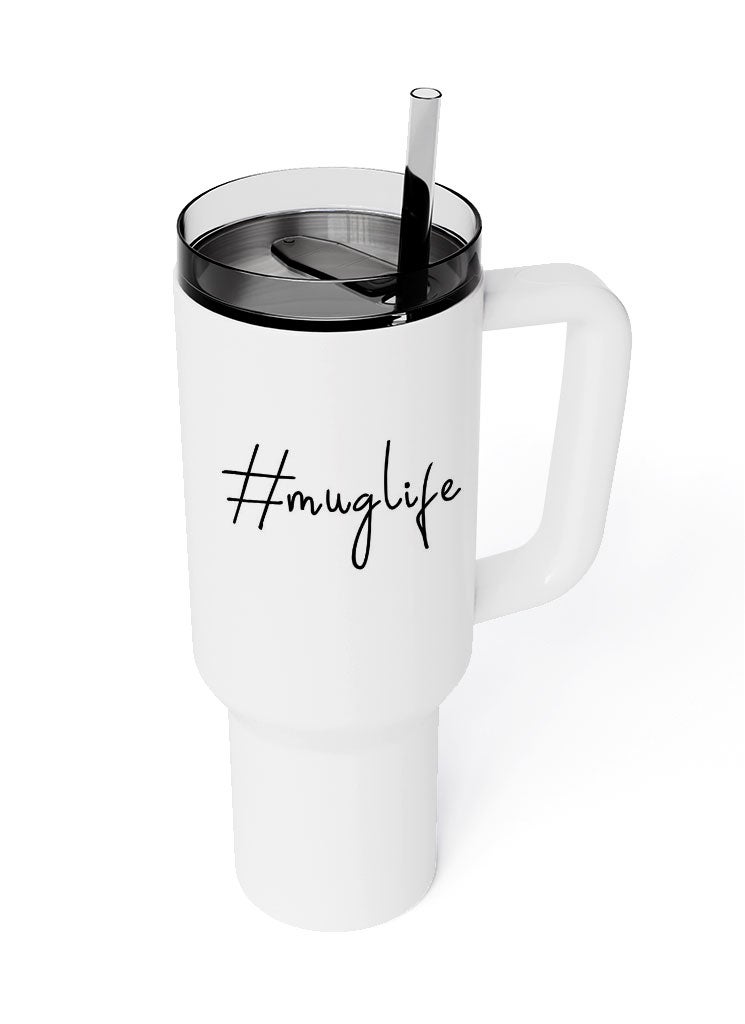 LOUD UNIVERSE Travel Tumbler Funny Quote Coffee Mug Life 1200 ml Tumbler with handle, straw and Lid - Image 2