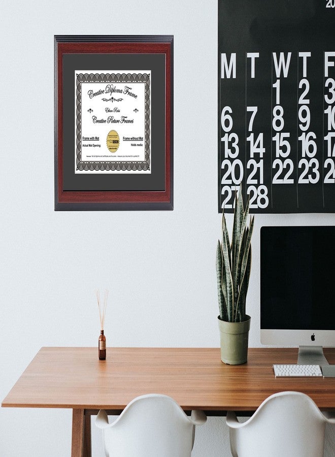 Creative Picture Frames 9x12 Majestic Mahogany Diploma Frame with Black Mat including Glass | Frame Holds 11x14 Media without Mat - Image 2