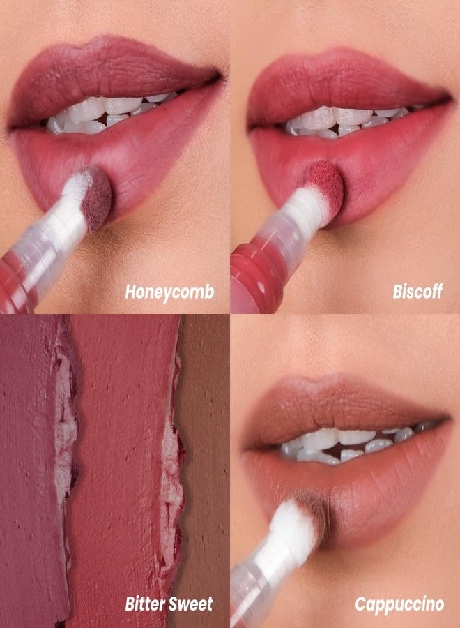 LAMIOR Blurry Fudgy Lip Tint - Combo of 3, Shade - Bitter Sweet | Ultra Velvety Matte | Transfer Proof & Hydrating Formula | Long-Lasting Lip Tint with Cushion Applicator | Vegan & Cruelty-Free - Image 3