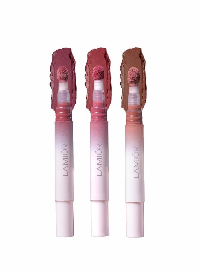 LAMIOR Blurry Fudgy Lip Tint - Combo of 3, Shade - Bitter Sweet | Ultra Velvety Matte | Transfer Proof & Hydrating Formula | Long-Lasting Lip Tint with Cushion Applicator | Vegan & Cruelty-Free - Image 1