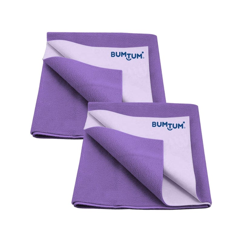 Bumtum Baby Dry Sheet Waterproof Quick Soft Microfleece Baby Bed Protector Anti Bacterial Odour Free Extra Absorbant Reuseable Washable Lilac Small Size 50 70cm Pack of 2 Microfleece - Image 1
